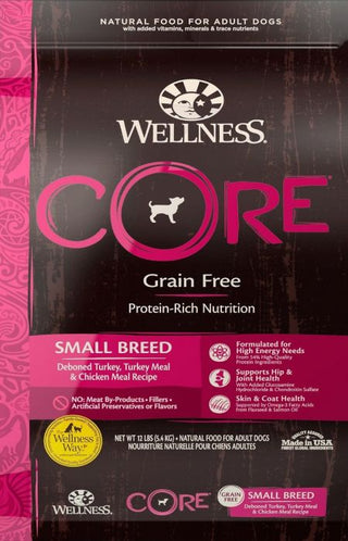 Wellness <Core> 無穀物乾糧 *小型成犬 雞肉+火雞*味  (4/12磅)