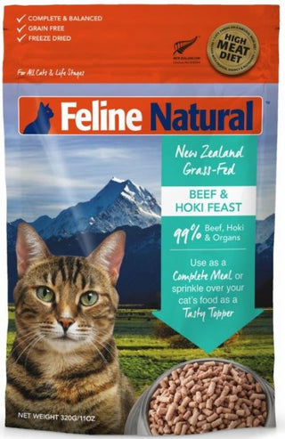 Feline Natural <冷凍脫水鮮肉貓糧> 牛肉及藍鱈魚味 (320g)