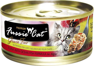 Fussie Cat 無穀物貓罐頭 - 黑鑽 - 吞拿魚+海魚 80g