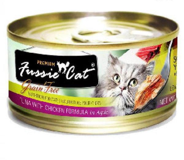 Fussie Cat 無穀物貓罐頭 - 黑鑽 - 吞拿魚+雞肉 80g