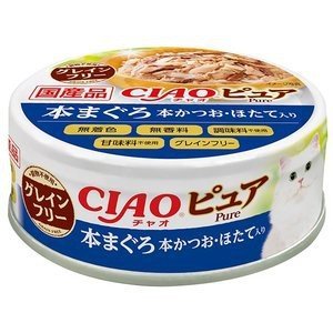 CIAO 貓貓罐頭 <Pure> *藍鰭吞拿+鰹魚+帶子*味 70g