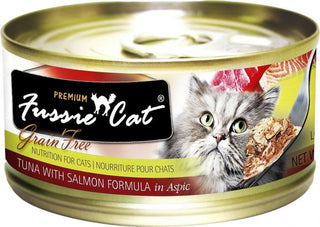 Fussie Cat 無穀物貓罐頭 - 黑鑽 - 吞拿魚+三文魚 80g